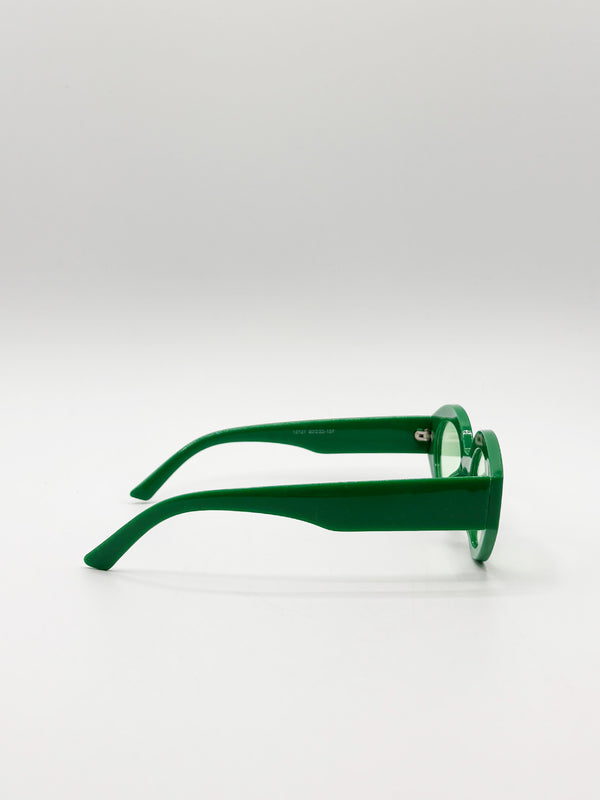 Svnx Retro Small Oval Sunglasses Green