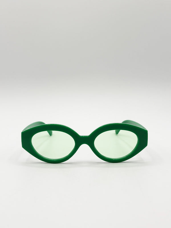 svnx Retro Small Oval Sunglasses Green