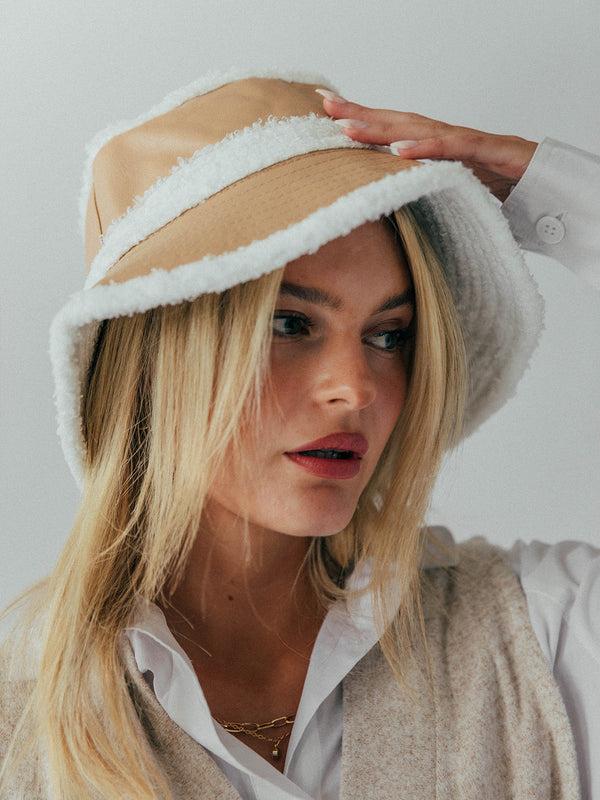 svnx Reversible PU Bucket Hat with Borg Trims