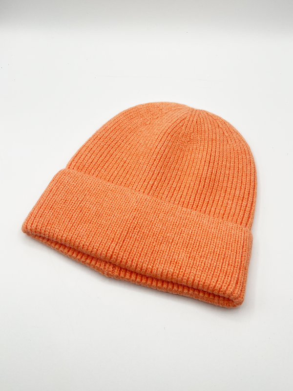 svnx Ribbed Beanie Hat in Coral