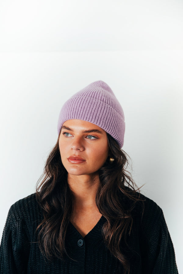 svnx Ribbed Beanie Hat In Purple