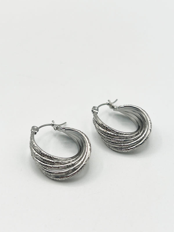 Svnx Ribbed Hoops In Silver