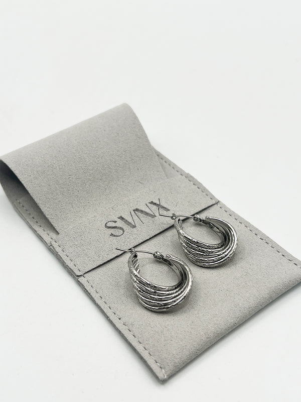 Svnx Ribbed Hoops In Silver