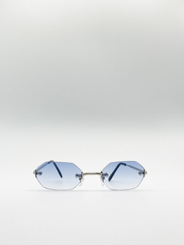 Svnx Rimless Oval Hexagon Sunglasses