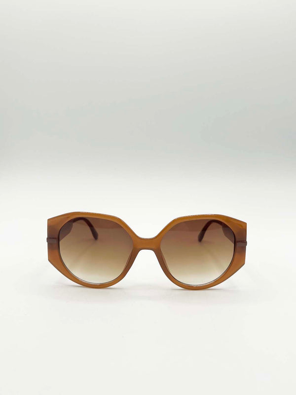 Svnx Round Circle Sunglasses In Brown