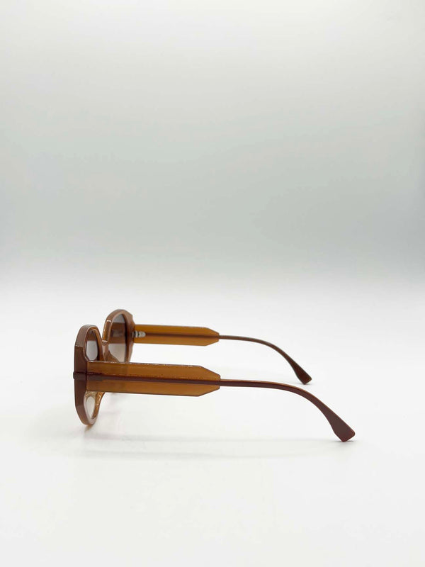 Svnx Round Circle Sunglasses In Brown
