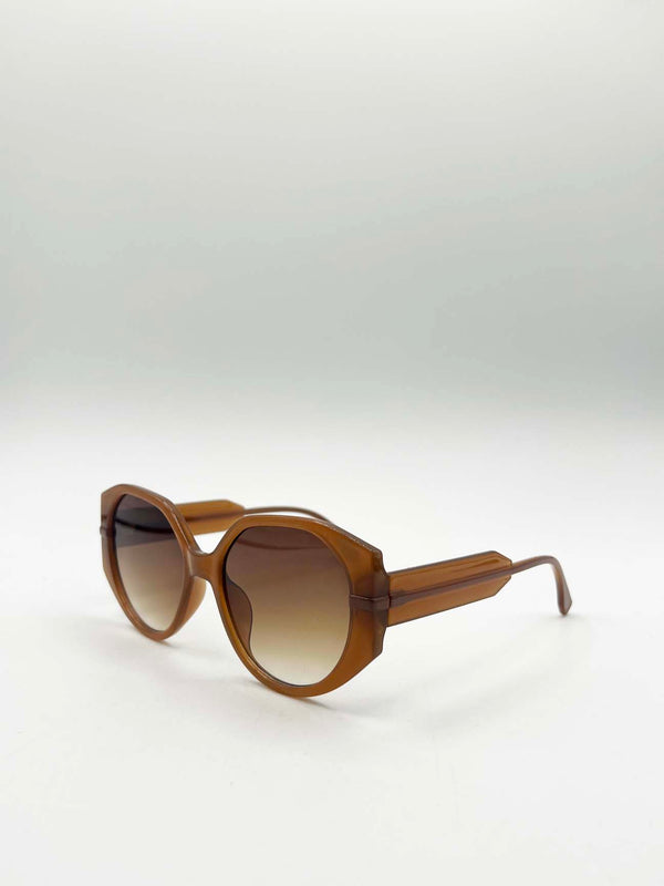 Svnx Round Circle Sunglasses In Brown