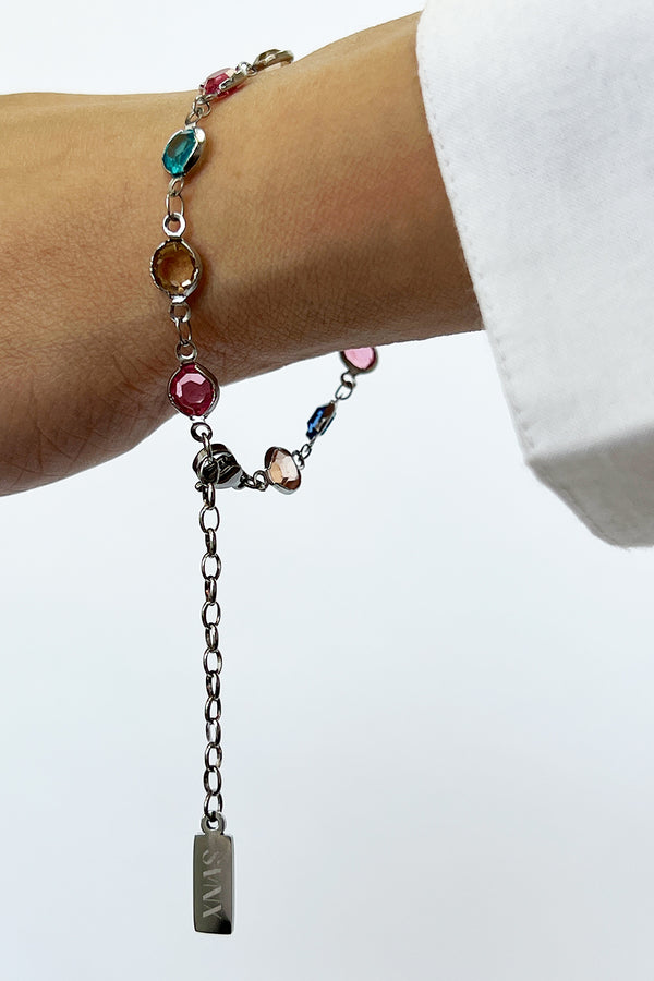svnx Round Crystal Bracelet in Multi - Gift Boxed