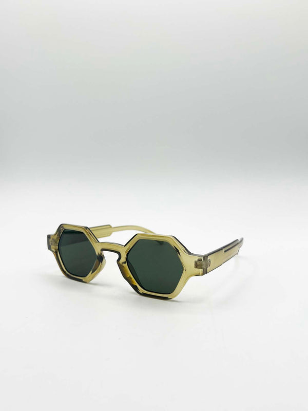 Svnx Round Hexagon Sunglasses In Sage Green
