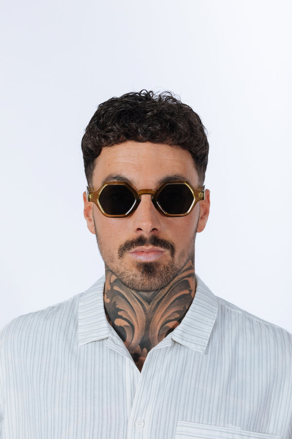 svnx Round Hexagon Sunglasses in Sage Green