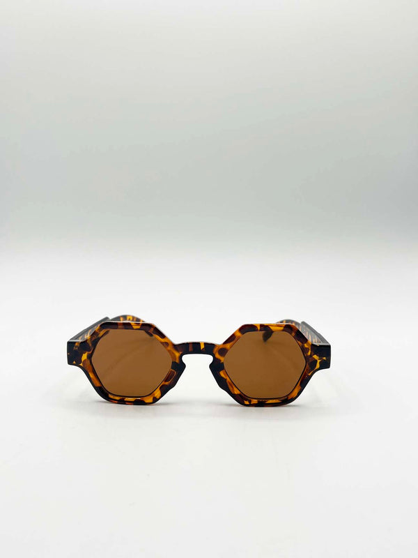 Svnx Round Hexagon Sunglasses In Tortoiseshell