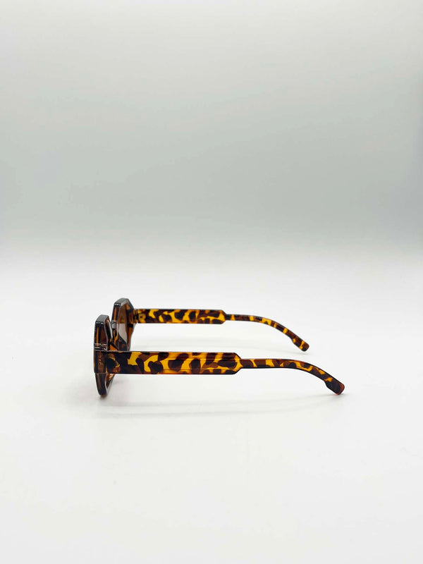 Svnx Round Hexagon Sunglasses In Tortoiseshell