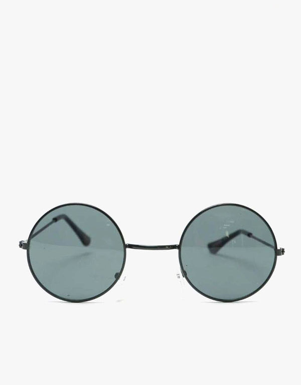 Svnx Round Metal Sunglasses In Shiny Black