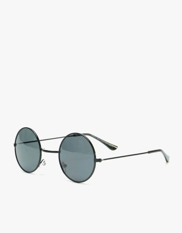 Svnx Round Metal Sunglasses In Shiny Black