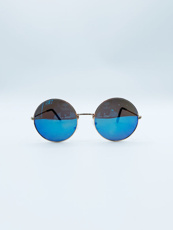 Svnx Round Metal Sunglasses In Shiny Silver
