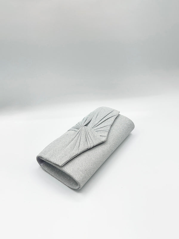 Svnx Ruched Bow Clutch Bag In Silver