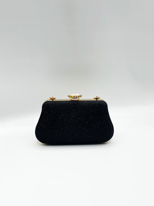 Svnx Ruched Jewel Clutch Bag In Black