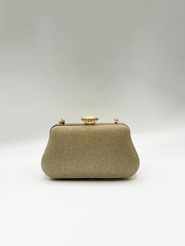 Svnx Ruched Jewel Clutch Bag In Gold