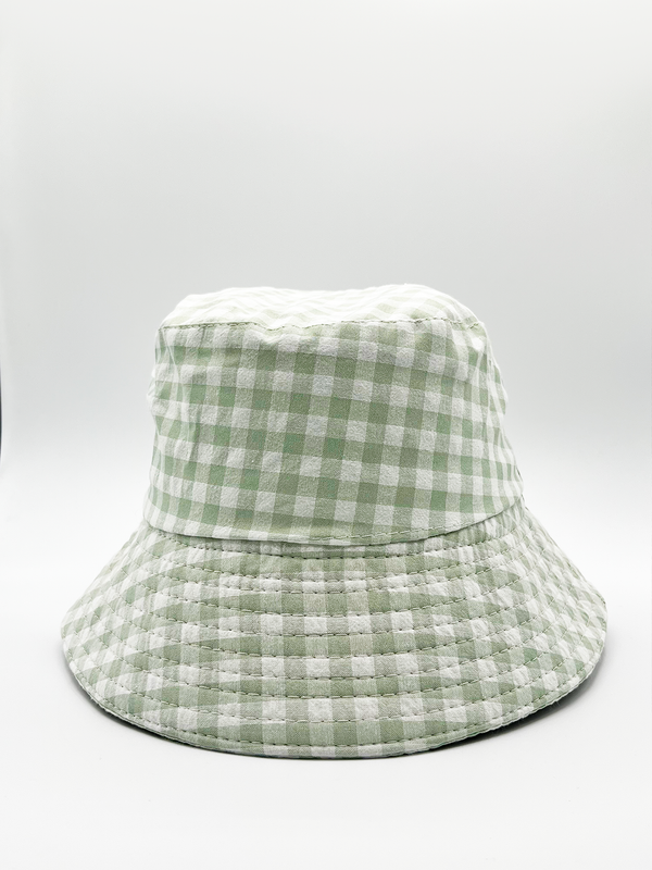 Svnx Rylee Gingham Bucket Hat In Green & White