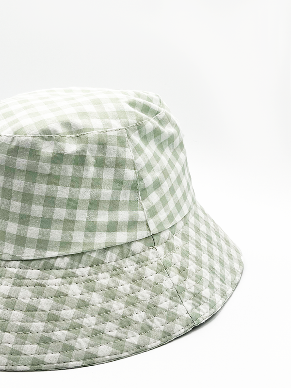 Svnx Rylee Gingham Bucket Hat In Green & White