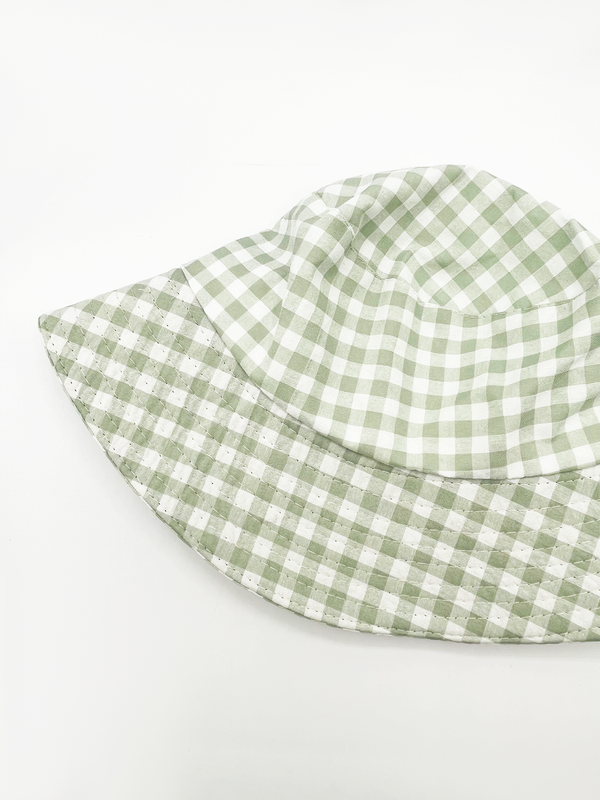 Svnx Rylee Gingham Bucket Hat In Green & White
