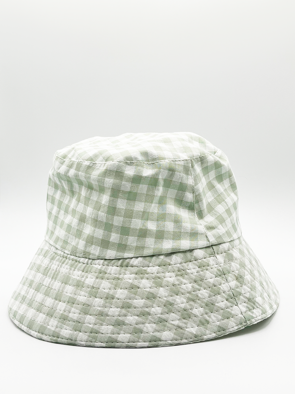 svnx Rylee Gingham bucket hat in green & white