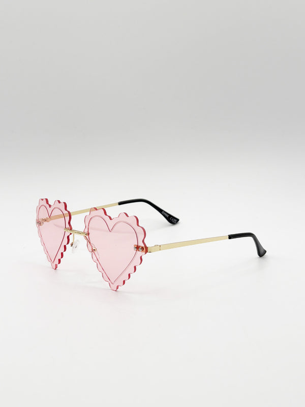 Svnx Scallop Heart Sunglasses In Pink
