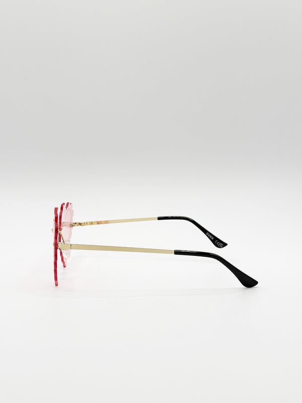 Svnx Scallop Heart Sunglasses In Pink