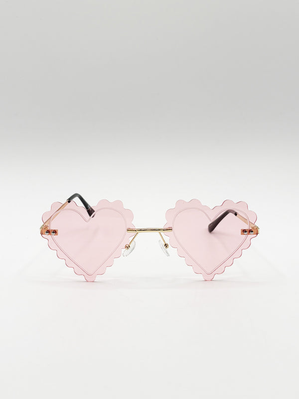 svnx Scallop Heart Sunglasses in Pink