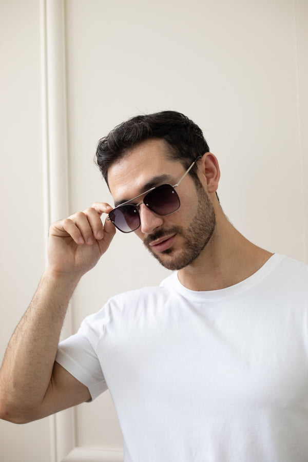 Svnx Silver Aviator Sunglasses With Metal Frames