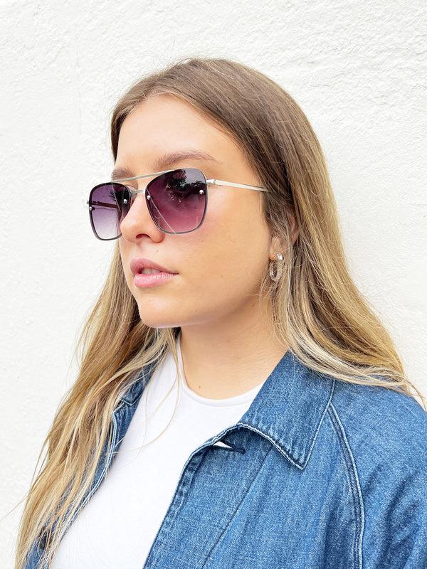 Svnx Silver Aviator Sunglasses With Metal Frames