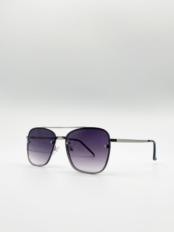 Svnx Silver Aviator Sunglasses With Metal Frames
