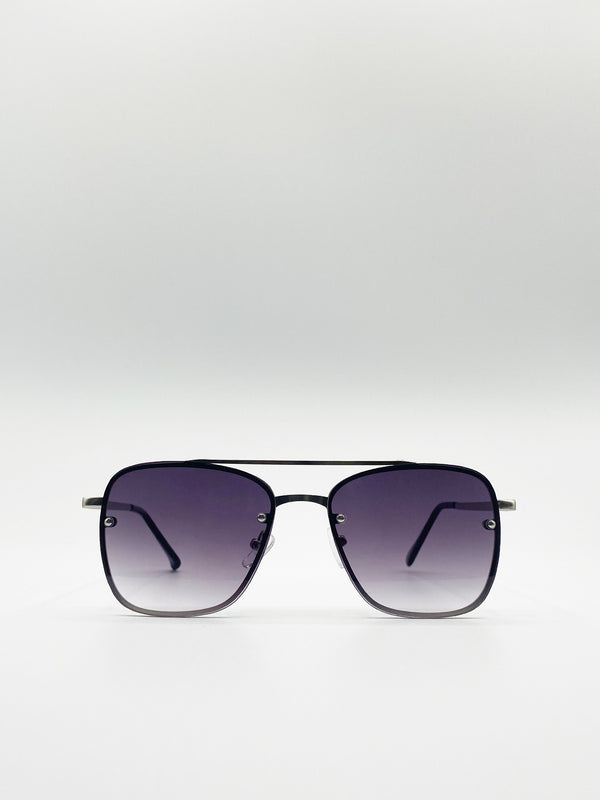svnx Silver Aviator Sunglasses with Metal Frames