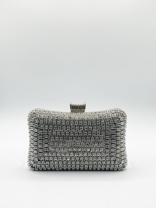 Svnx Silver Diamante Clutch Bag