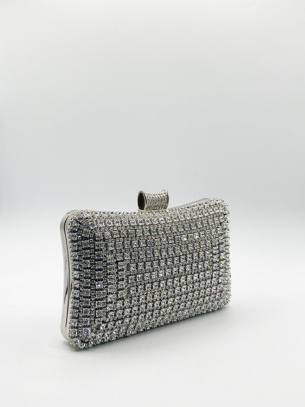 Svnx Silver Diamante Clutch Bag