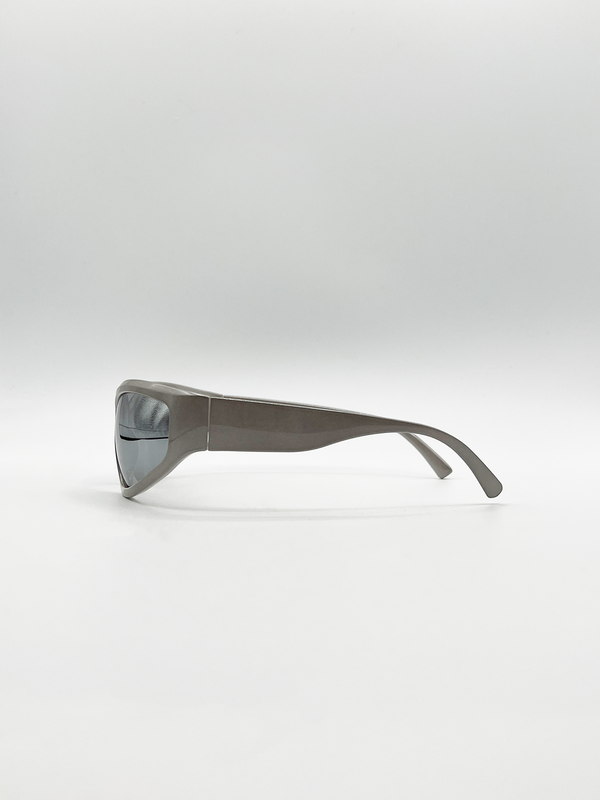 Svnx Silver Racer Wrap Sunglasses