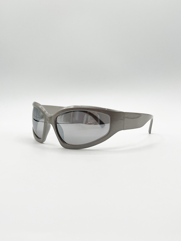 Svnx Silver Racer Wrap Sunglasses