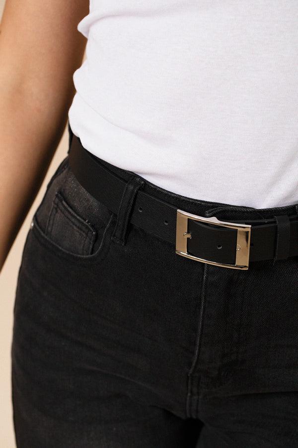 Svnx Silver Square Buckle Belt In Black
