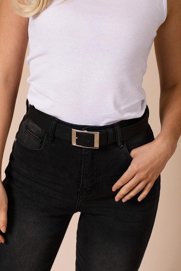 svnx Silver Square Buckle Belt In Black