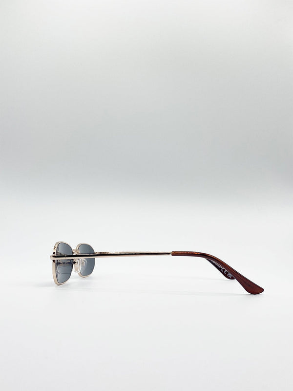 Svnx Slim Metal Frame Rectangle Sunglasses