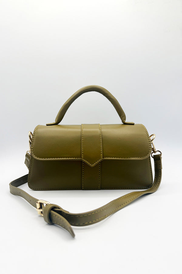 Svnx Small Crossbody Hard Top Handle Bag In Olive