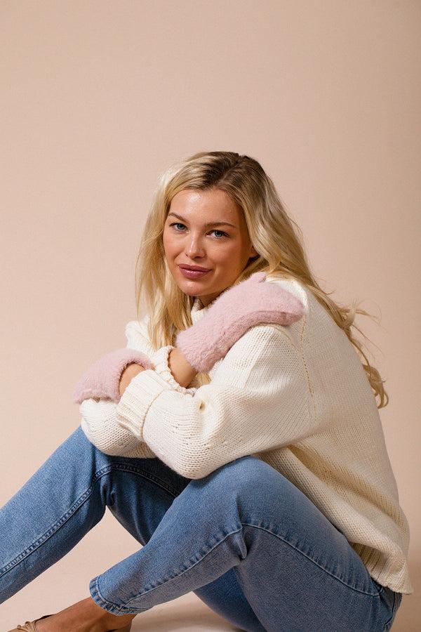 Svnx Soft Knitted Mittens In Pink