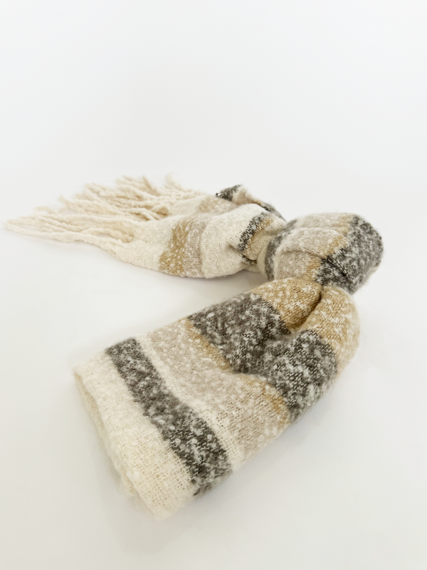 Svnx Soft Neutral Striped Scarf