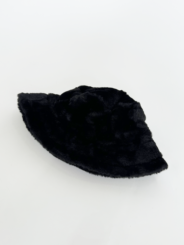 Svnx Soft Plush Black Bucket Hat