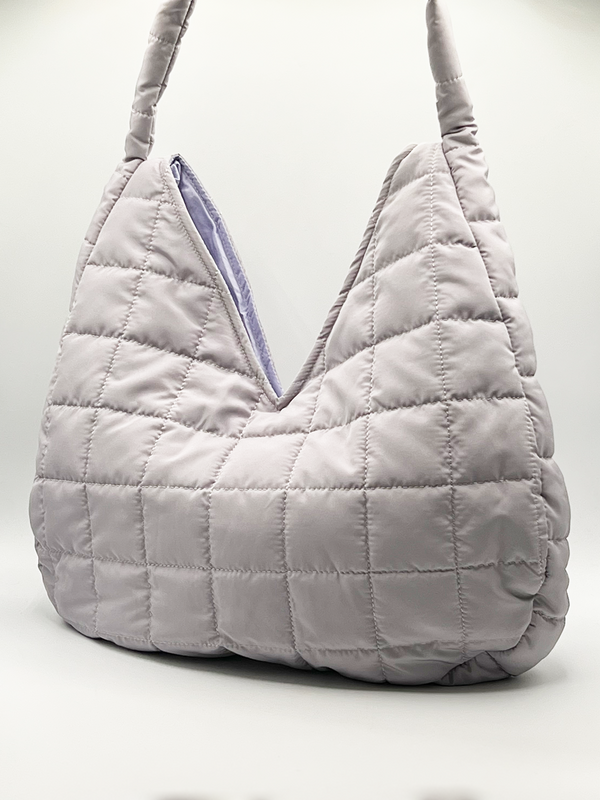 Svnx Soft Quilted Shoulder Bag In Pearl Grey