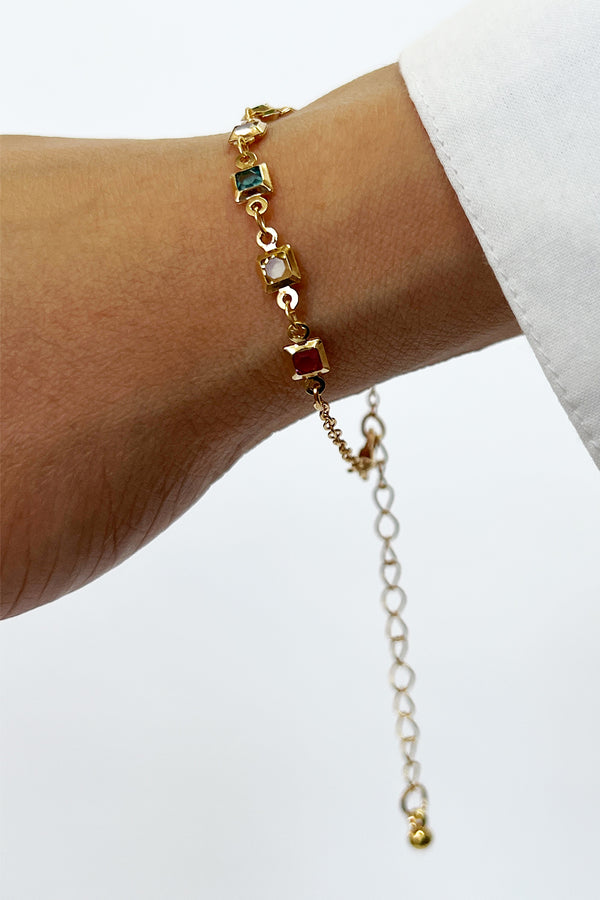 Svnx Square Crystal Chain Bracelet