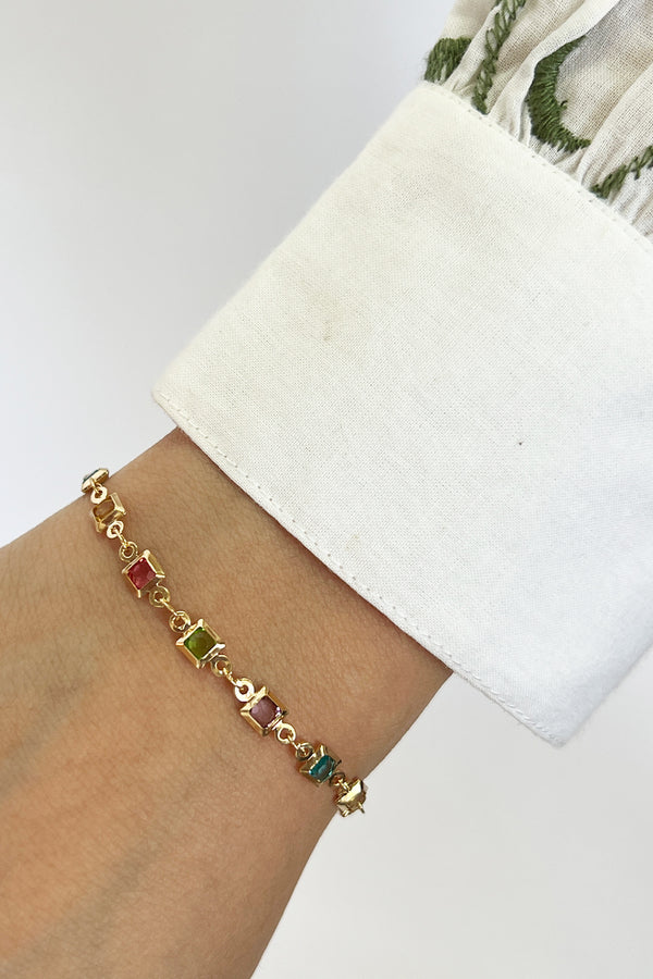 Svnx Square Crystal Chain Bracelet