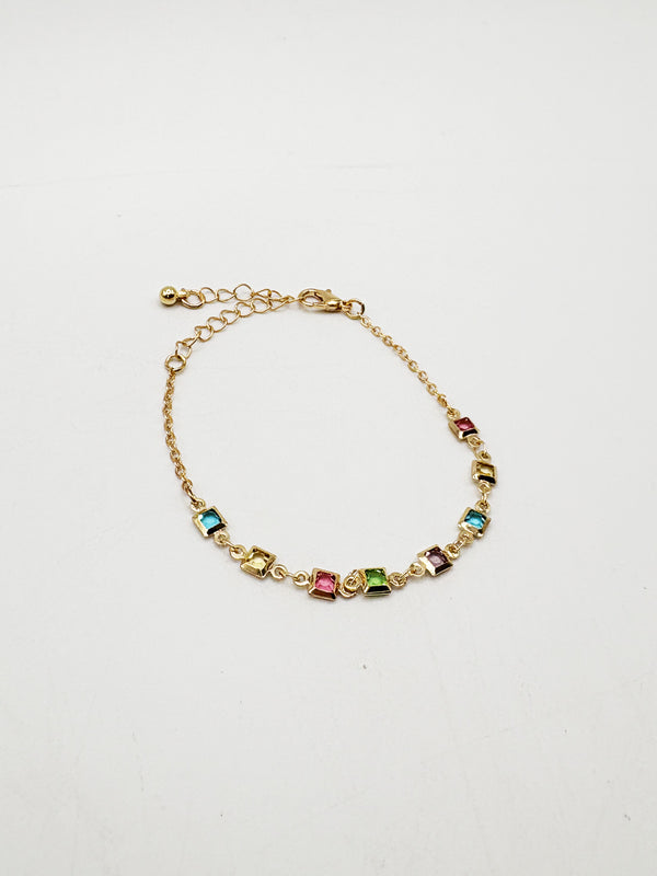 svnx Square Crystal Chain Bracelet