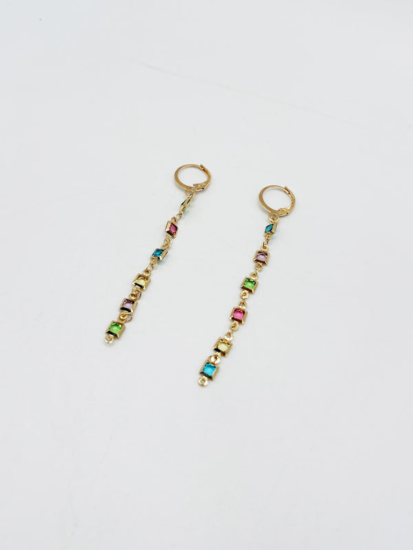 Svnx Square Crystal Drop Earrings