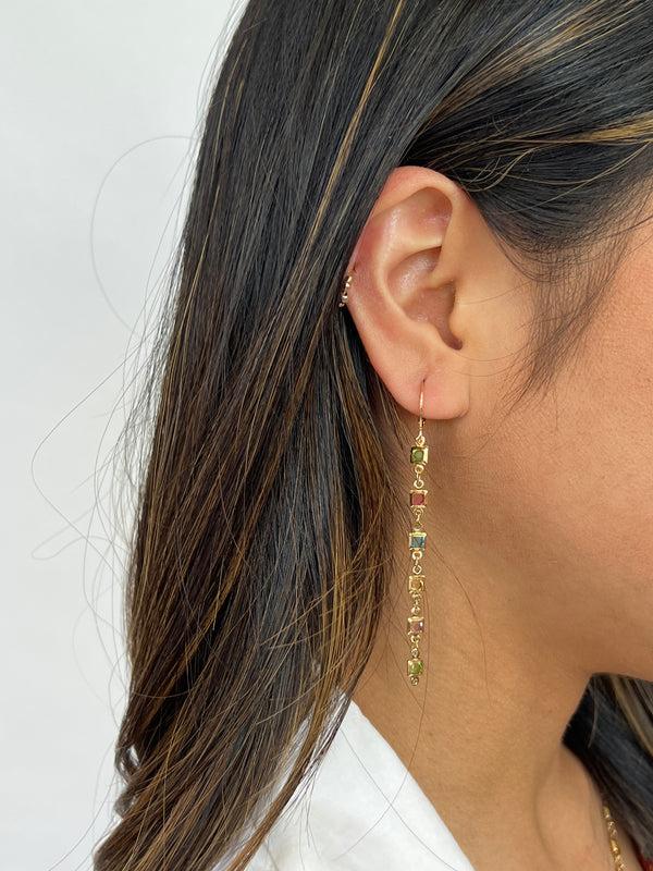 Svnx Square Crystal Drop Earrings